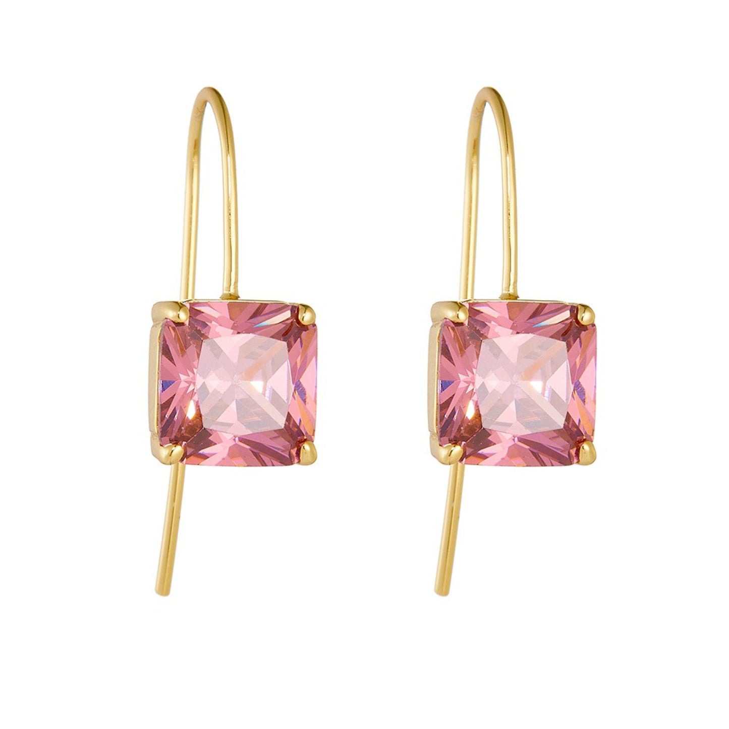 KFG Jewellry Vintage Colourful Square Zirconia Ear Hook Earrings | S925 Sterling Silver Earrings for Women | Dangle Earrings for Girls