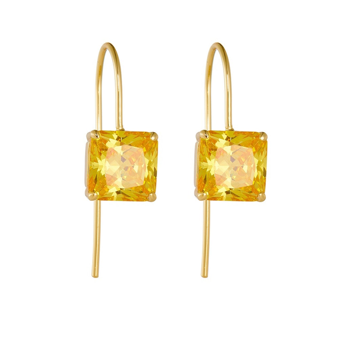 KFG Jewellry Vintage Colourful Square Zirconia Ear Hook Earrings | S925 Sterling Silver Earrings for Women | Dangle Earrings for Girls