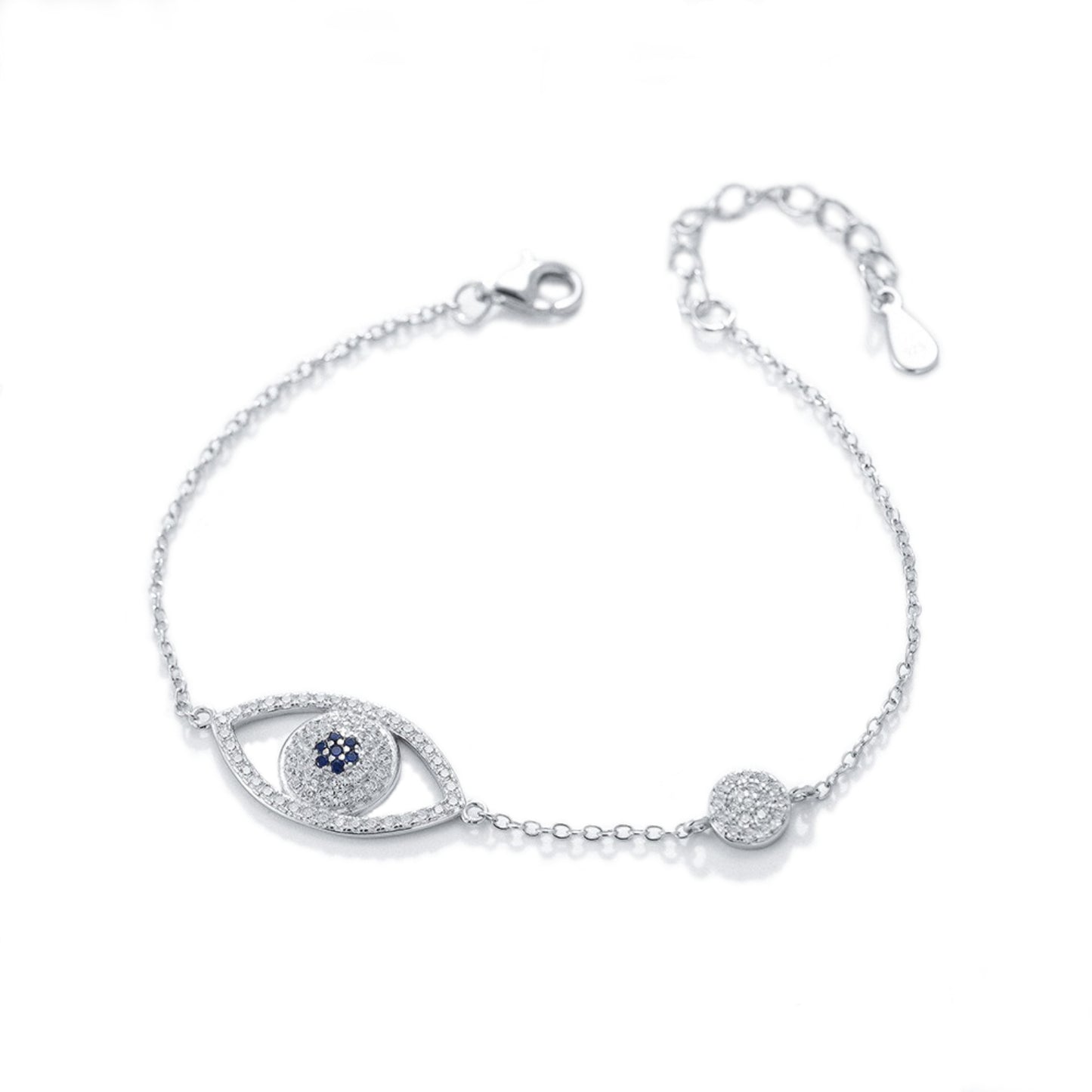 KFG Jewelry S925 Sterling Silver Evil Eye Bracelet for Women Adjustable Bracelet for Girls