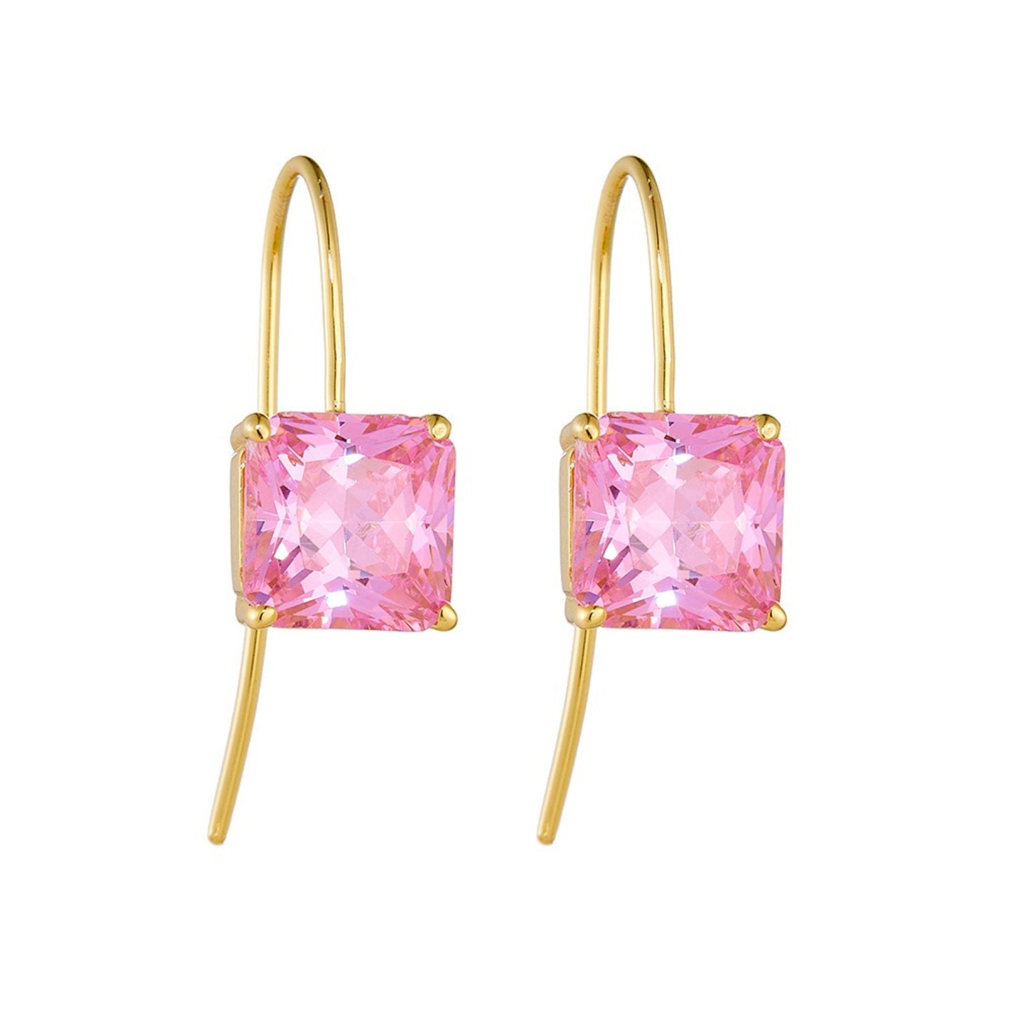 KFG Jewellry Vintage Colourful Square Zirconia Ear Hook Earrings | S925 Sterling Silver Earrings for Women | Dangle Earrings for Girls