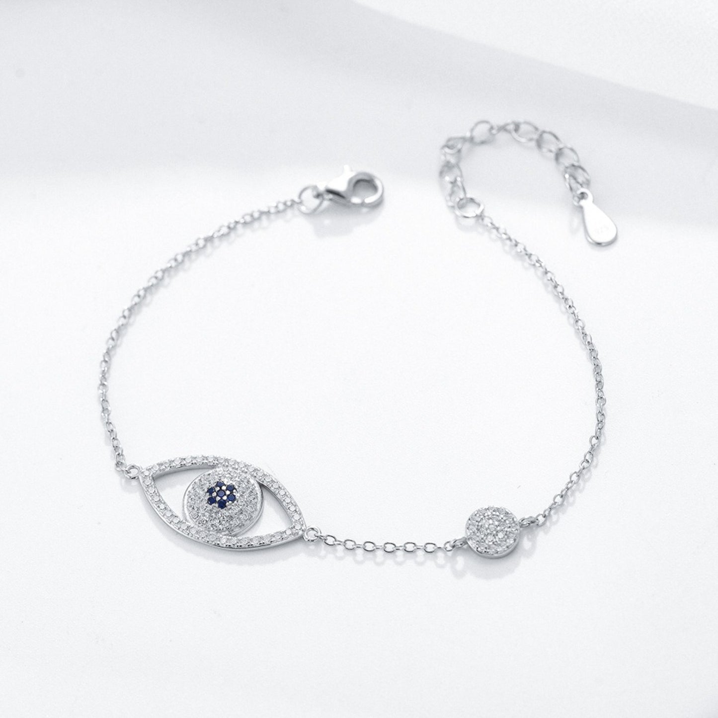 KFG Jewelry S925 Sterling Silver Evil Eye Bracelet for Women Adjustable Bracelet for Girls