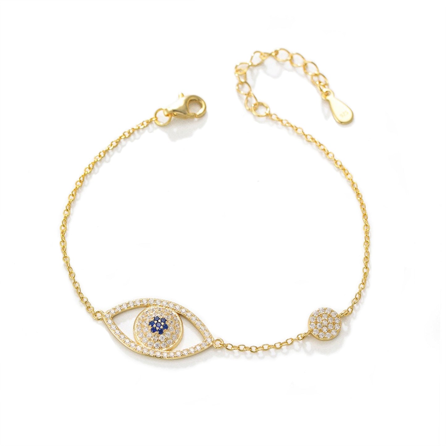 KFG Jewelry S925 Sterling Silver Evil Eye Bracelet for Women Adjustable Bracelet for Girls