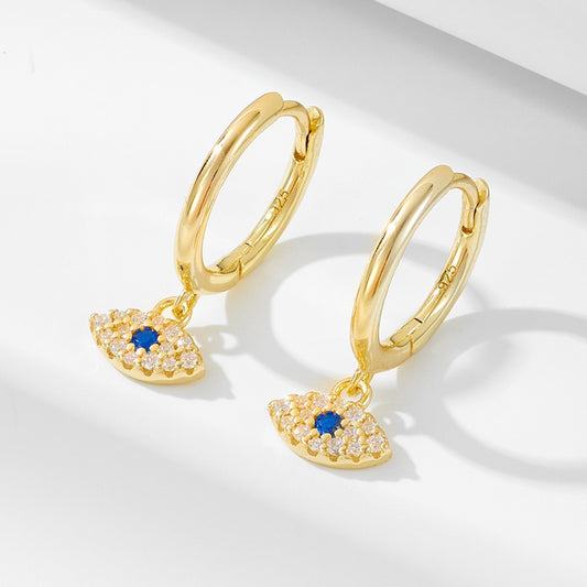 KFG Jewelry S925 Sterling Silver Evil Eye Dangle Earrings for Women Sterling Silver Dangle Earrings for Girls Hoop Earrings