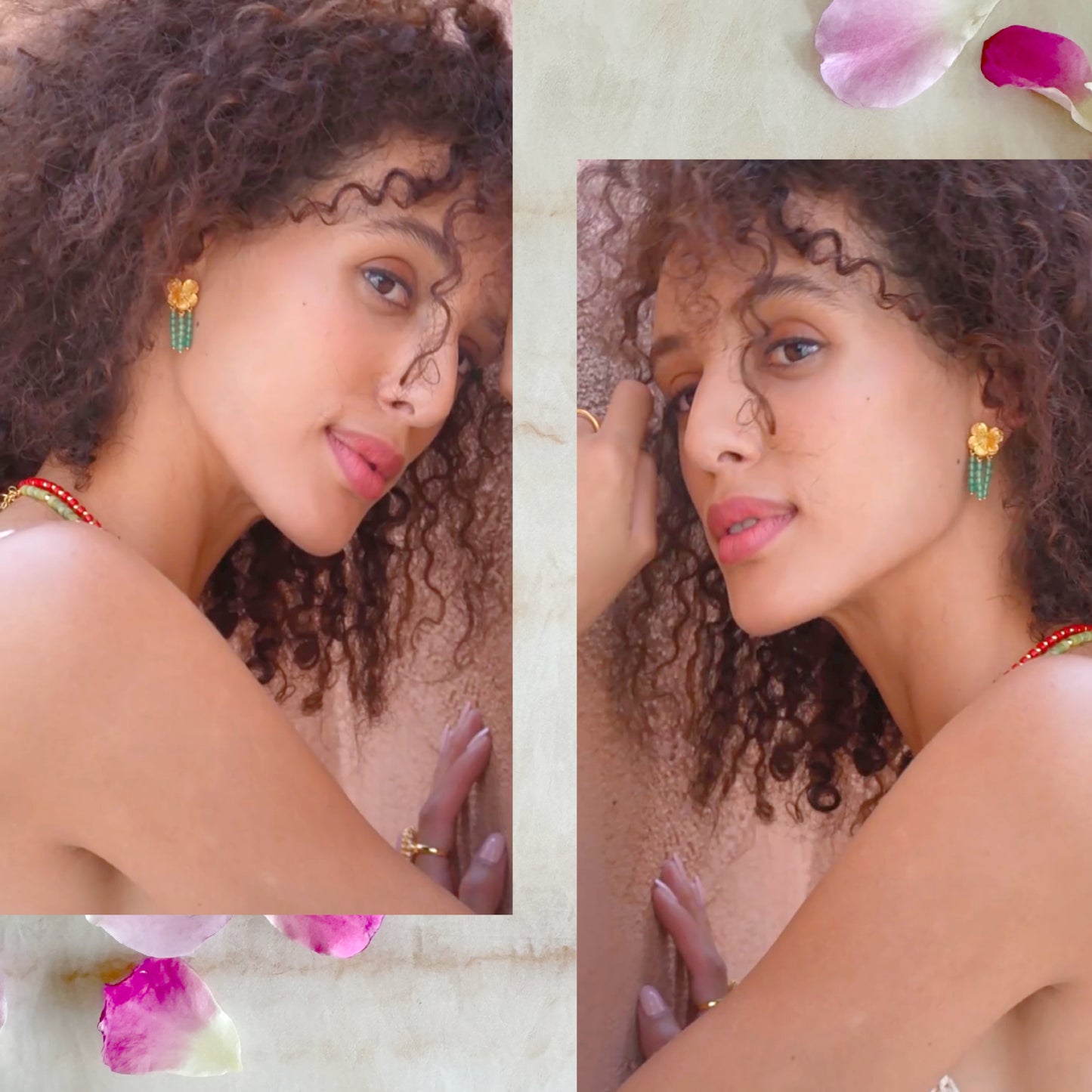 KFG Jewellry S925 Silver Natural Chrysoprase Earrings for Women | Flower earrings | Holiday Style Earrings Studs | Dangle Earrings