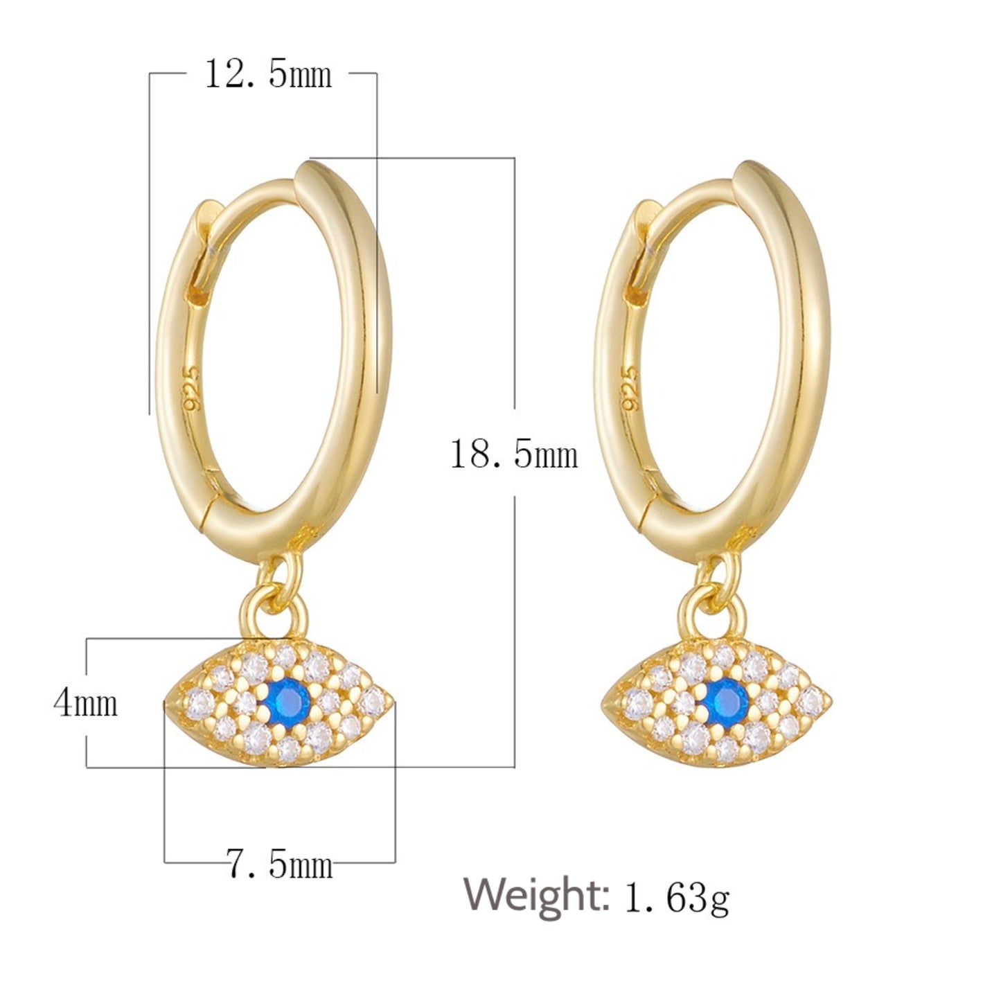 KFG Jewelry S925 Sterling Silver Evil Eye Dangle Earrings for Women Sterling Silver Dangle Earrings for Girls Hoop Earrings