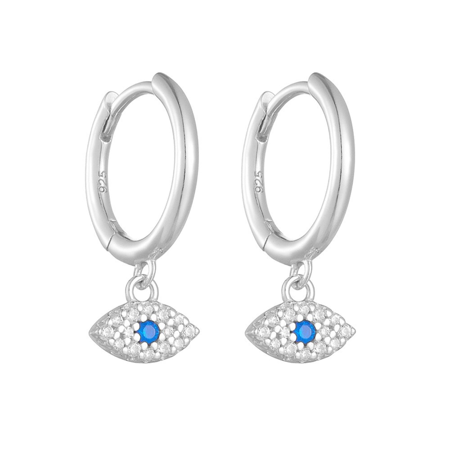 KFG Jewelry S925 Sterling Silver Evil Eye Dangle Earrings for Women Sterling Silver Dangle Earrings for Girls Hoop Earrings