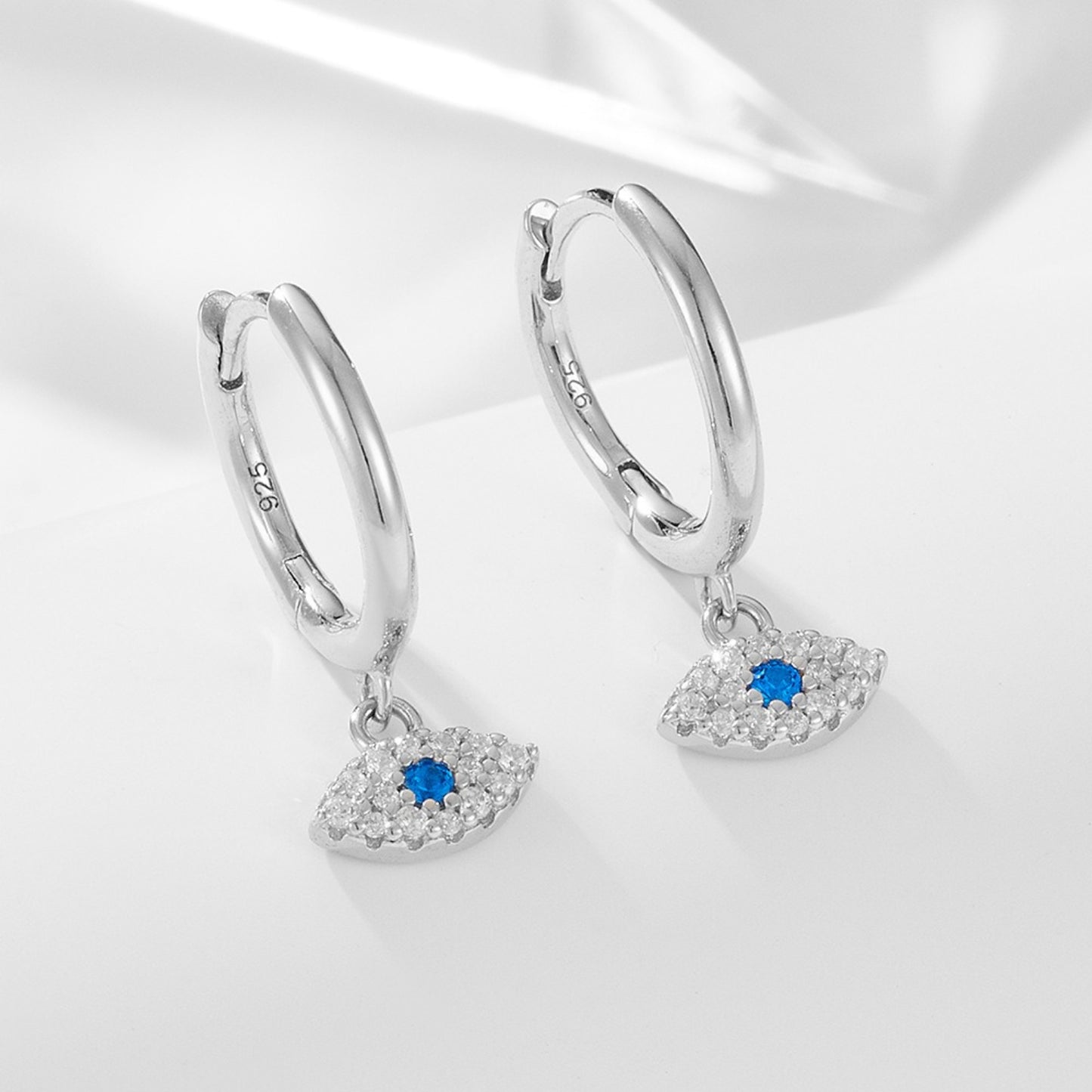 KFG Jewelry S925 Sterling Silver Evil Eye Dangle Earrings for Women Sterling Silver Dangle Earrings for Girls Hoop Earrings
