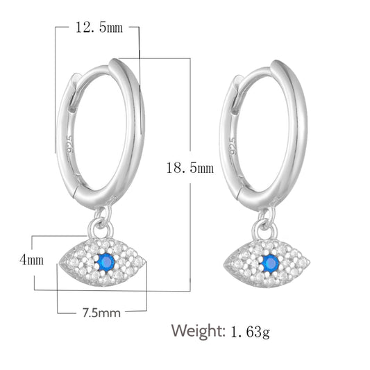 KFG Jewelry S925 Sterling Silver Evil Eye Dangle Earrings for Women Sterling Silver Dangle Earrings for Girls Hoop Earrings