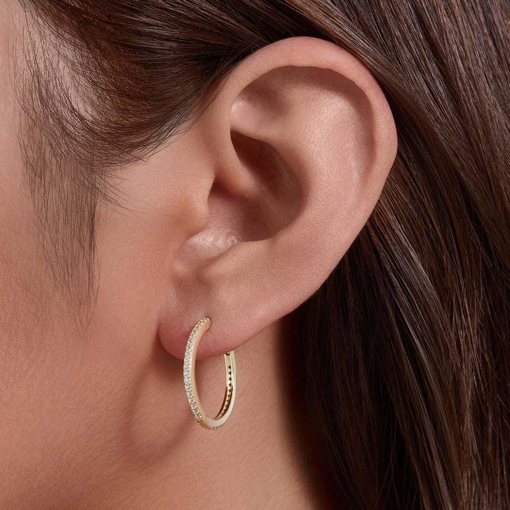 S925 Sterling Silver Hoop Earrings for Women 14K Gold Plated