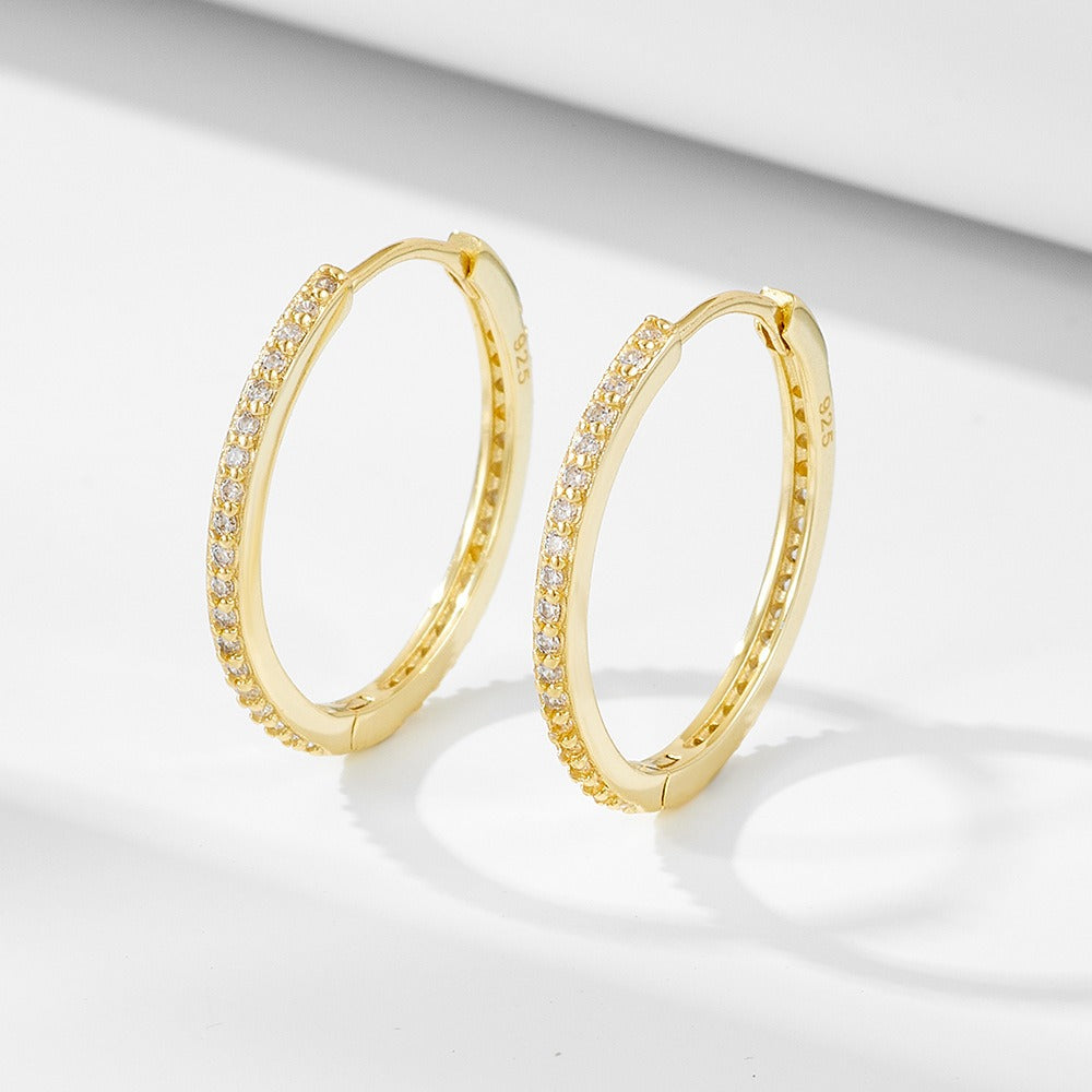 S925 Sterling Silver Hoop Earrings for Women 14K Gold Plated