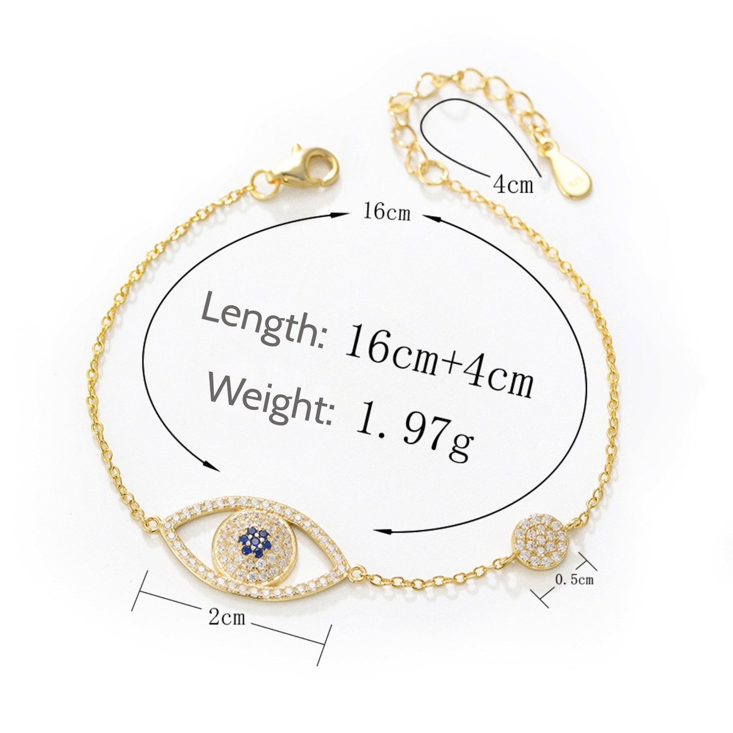KFG Jewelry S925 Sterling Silver Evil Eye Bracelet for Women Adjustable Bracelet for Girls