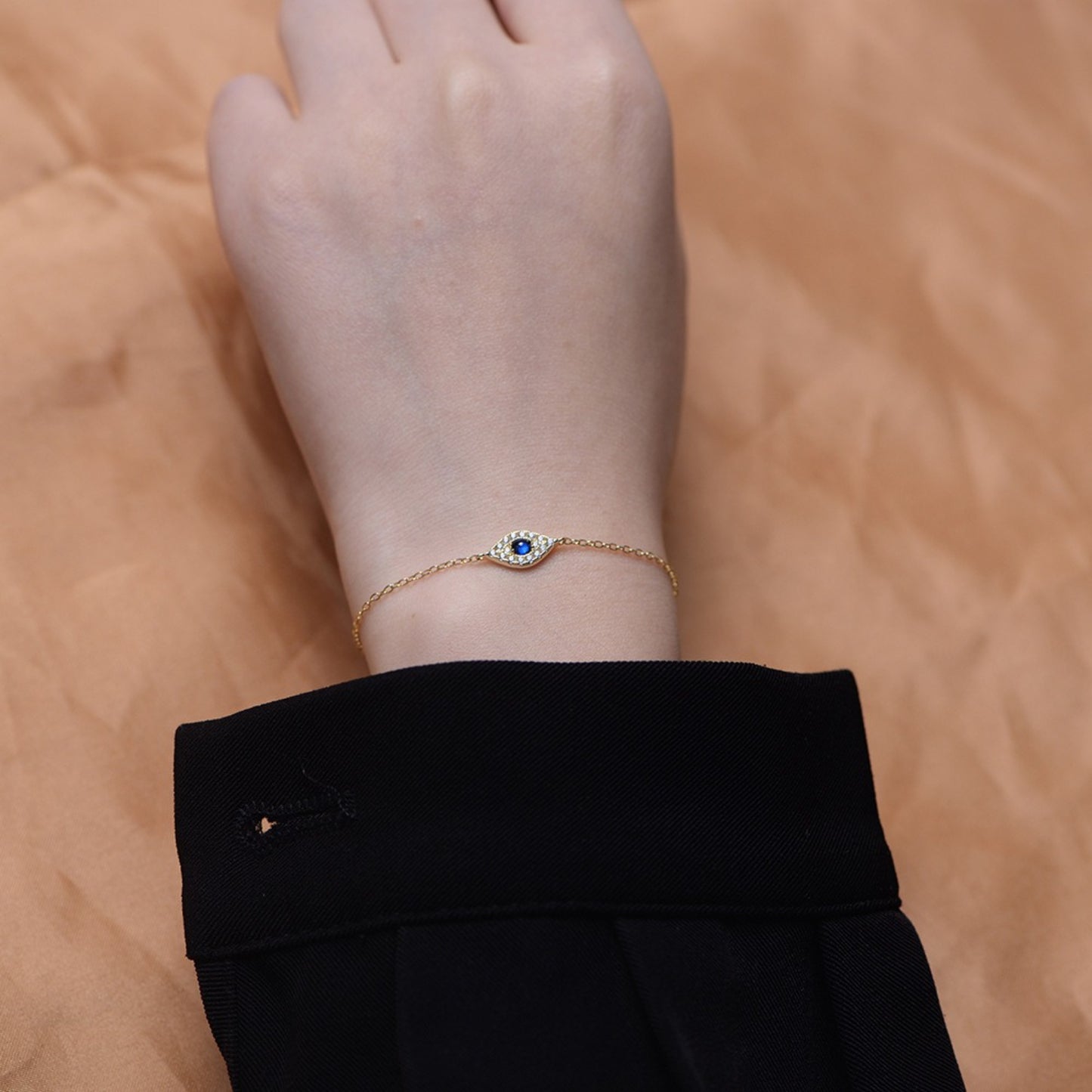KFG Jewelry S925 Sterling Silver Evil Eye Bracelet for Women Adjustable Bracelet for Girls