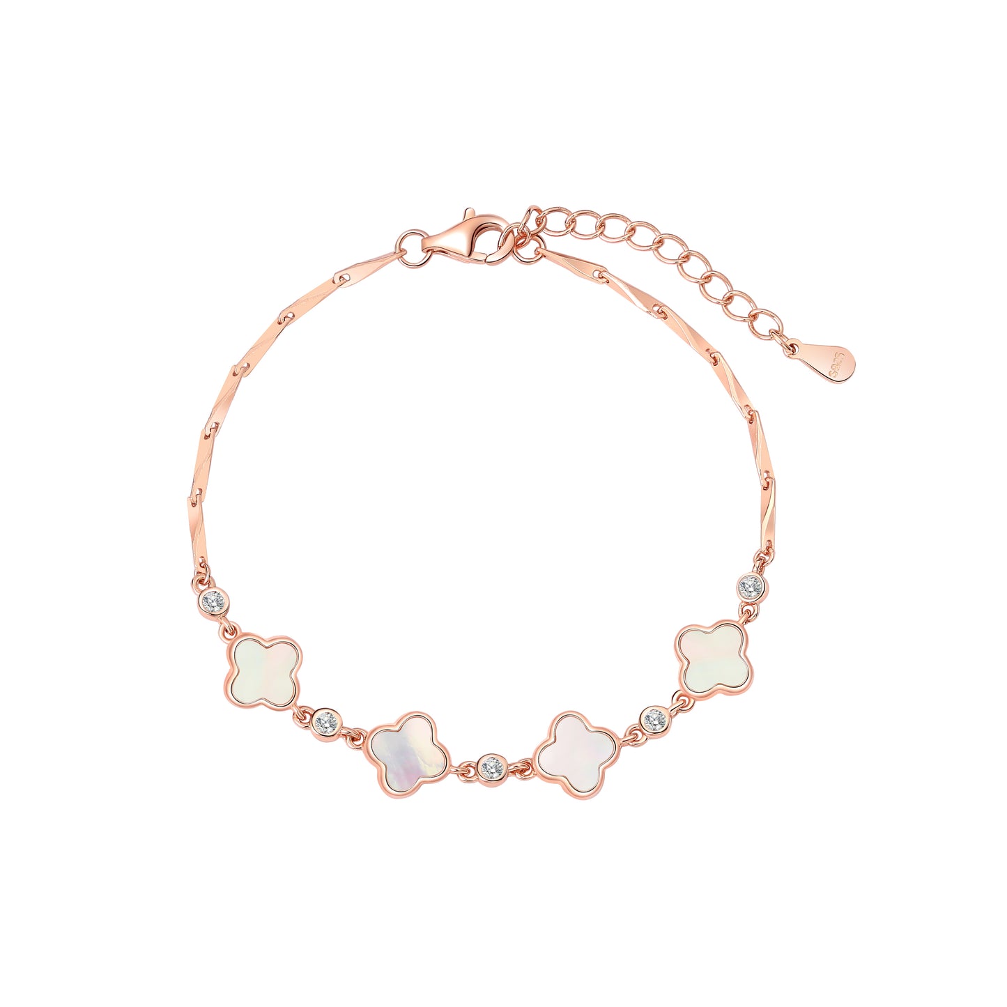Clover Bracelet with Mother of Pearl in Sterling Silver
