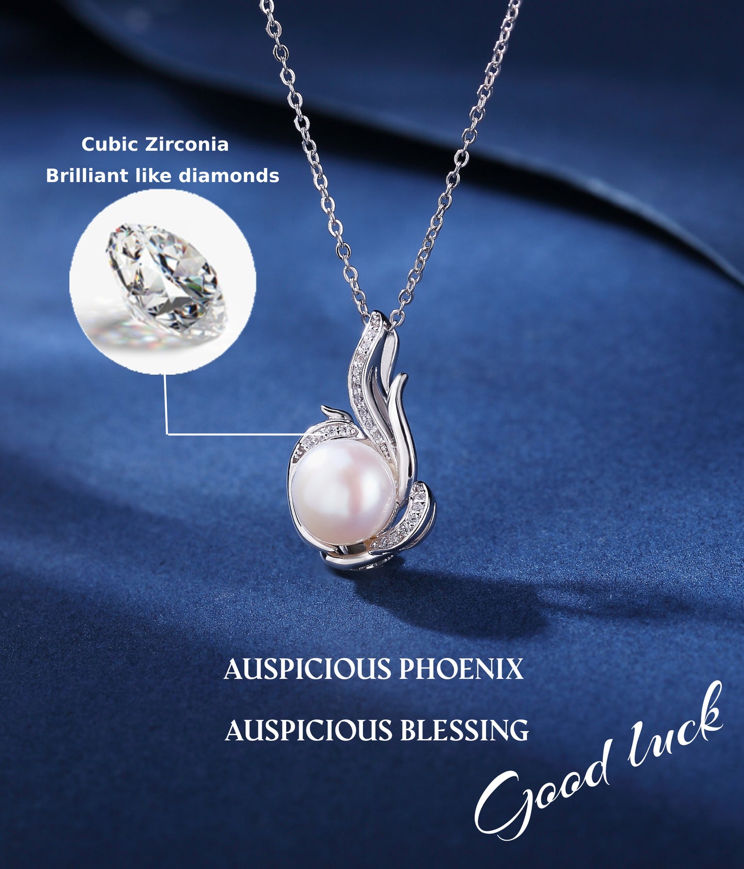 45cm(18'') Phoenix Necklace with Natural Pearl in Sterling Silver