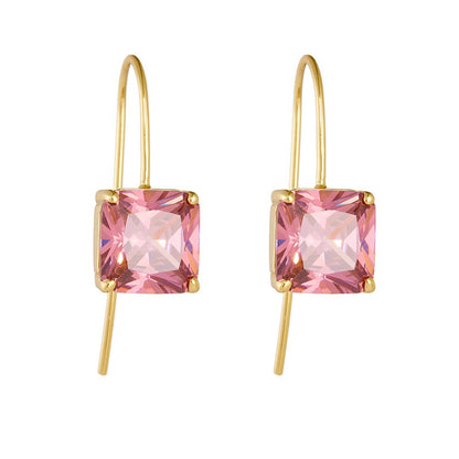KFG Jewellry Vintage Colourful Square Zirconia Ear Hook Earrings | S925 Sterling Silver Earrings for Women | Dangle Earrings for Girls