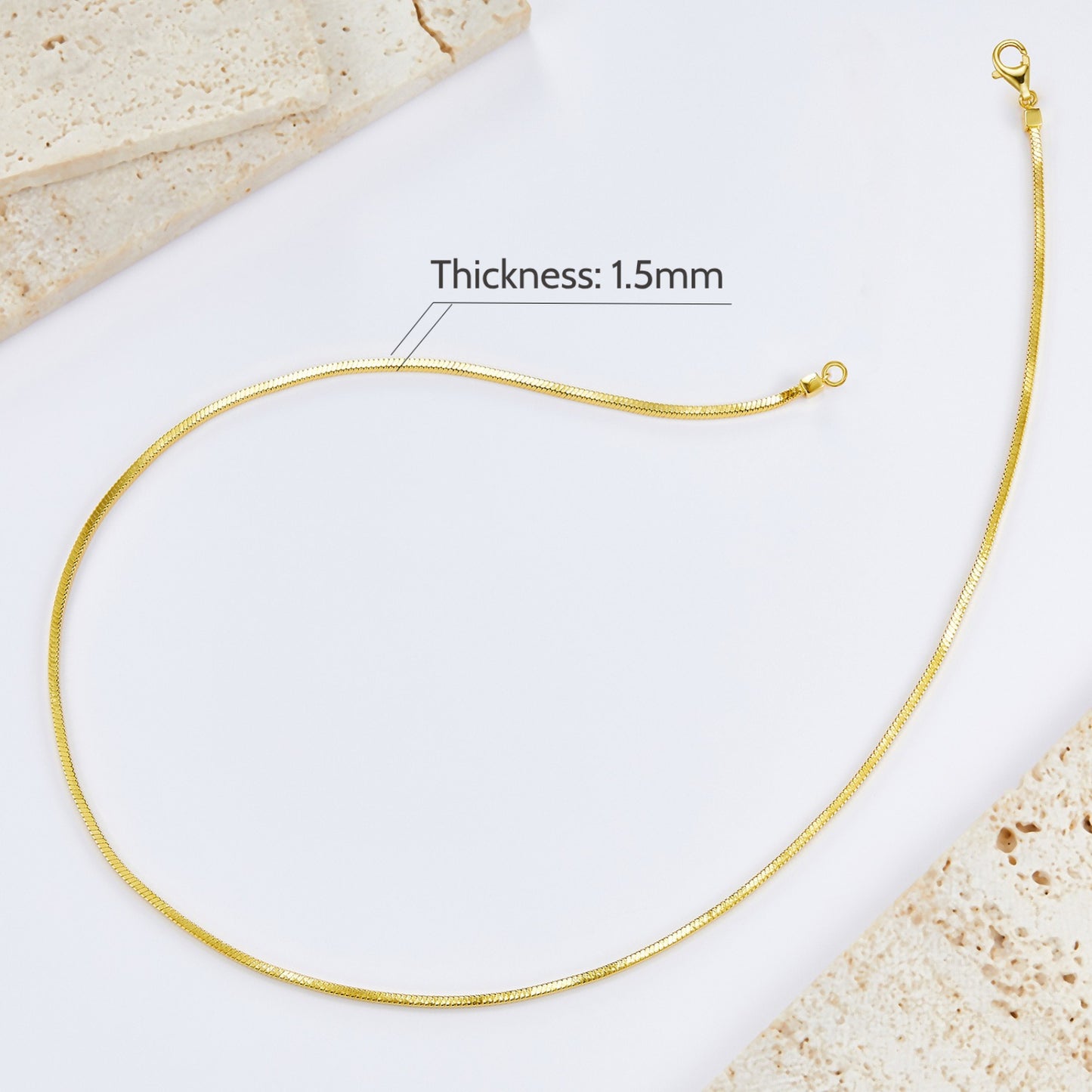 KFG Jewellry S925 Sterling Silver Snake Chains 18K Gold Plated Square Snake Necklaces Unisex Necklace