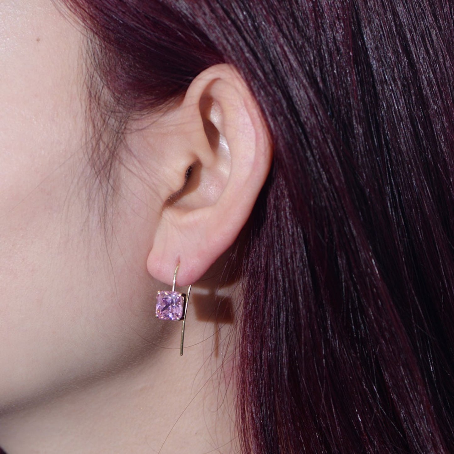 KFG Jewellry Vintage Colourful Square Zirconia Ear Hook Earrings | S925 Sterling Silver Earrings for Women | Dangle Earrings for Girls