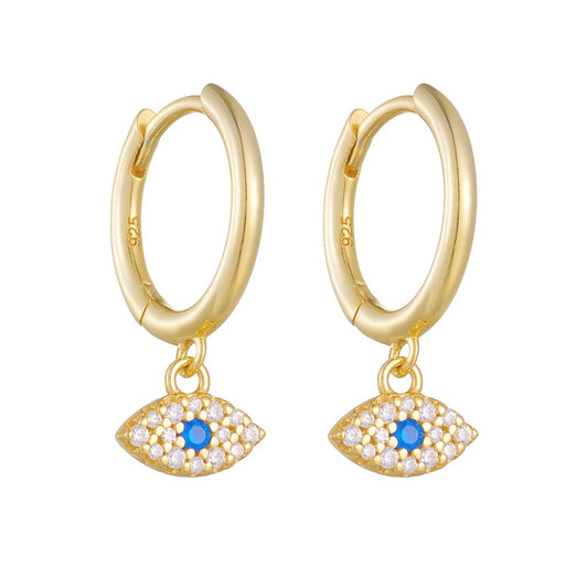 KFG Jewelry S925 Sterling Silver Evil Eye Dangle Earrings for Women Sterling Silver Dangle Earrings for Girls Hoop Earrings