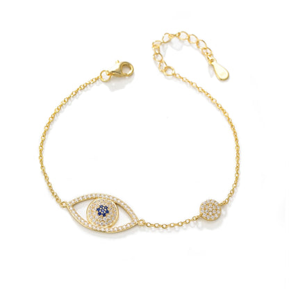 KFG Jewelry S925 Sterling Silver Evil Eye Bracelet for Women Adjustable Bracelet for Girls
