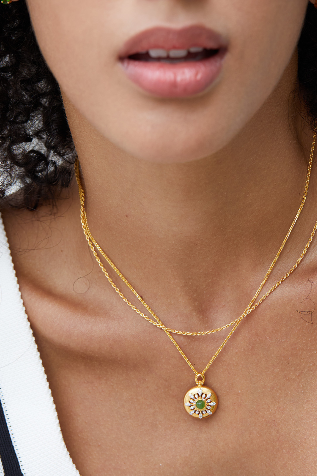 S925 Sterling Silver Necklace for women Natural Jade 18K Gold Plated