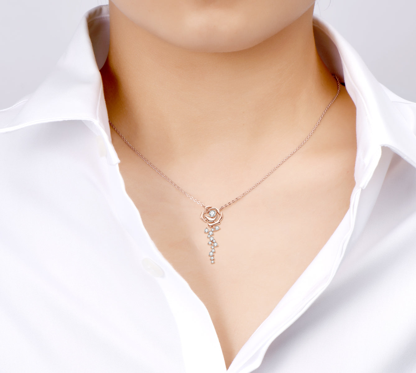 KFG Jewelry Rose Moissanite Pendant Necklace