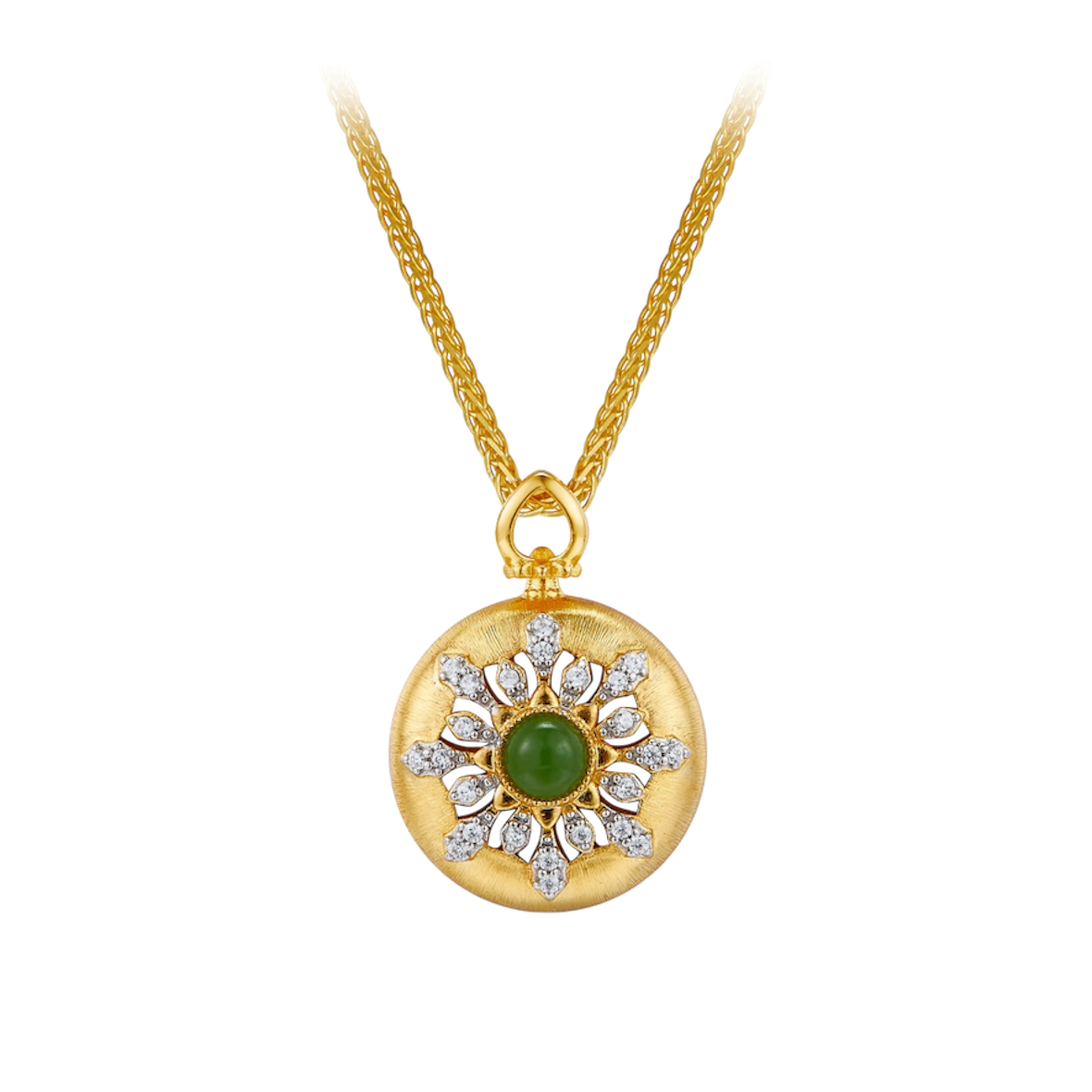 S925 Sterling Silver Necklace for women Natural Jade 18K Gold Plated