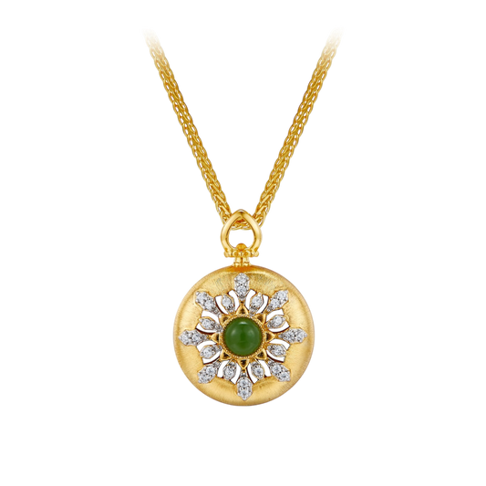 S925 Sterling Silver Necklace for women Natural Jade 18K Gold Plated