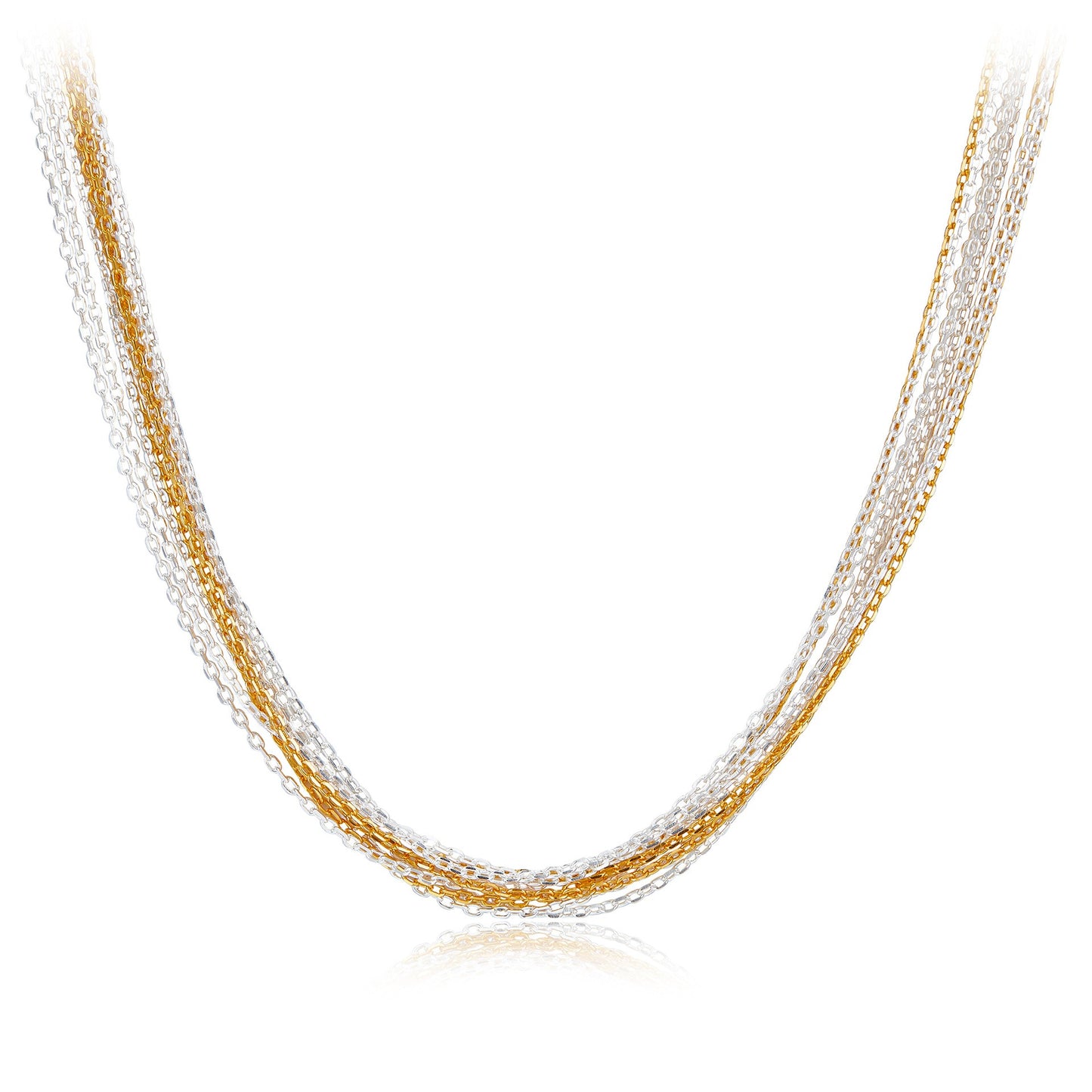S925 Sterling Silver & 18K Gold Plated Layered Necklace for Women