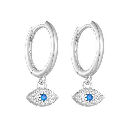 KFG Jewelry S925 Sterling Silver Evil Eye Dangle Earrings for Women Sterling Silver Dangle Earrings for Girls Hoop Earrings