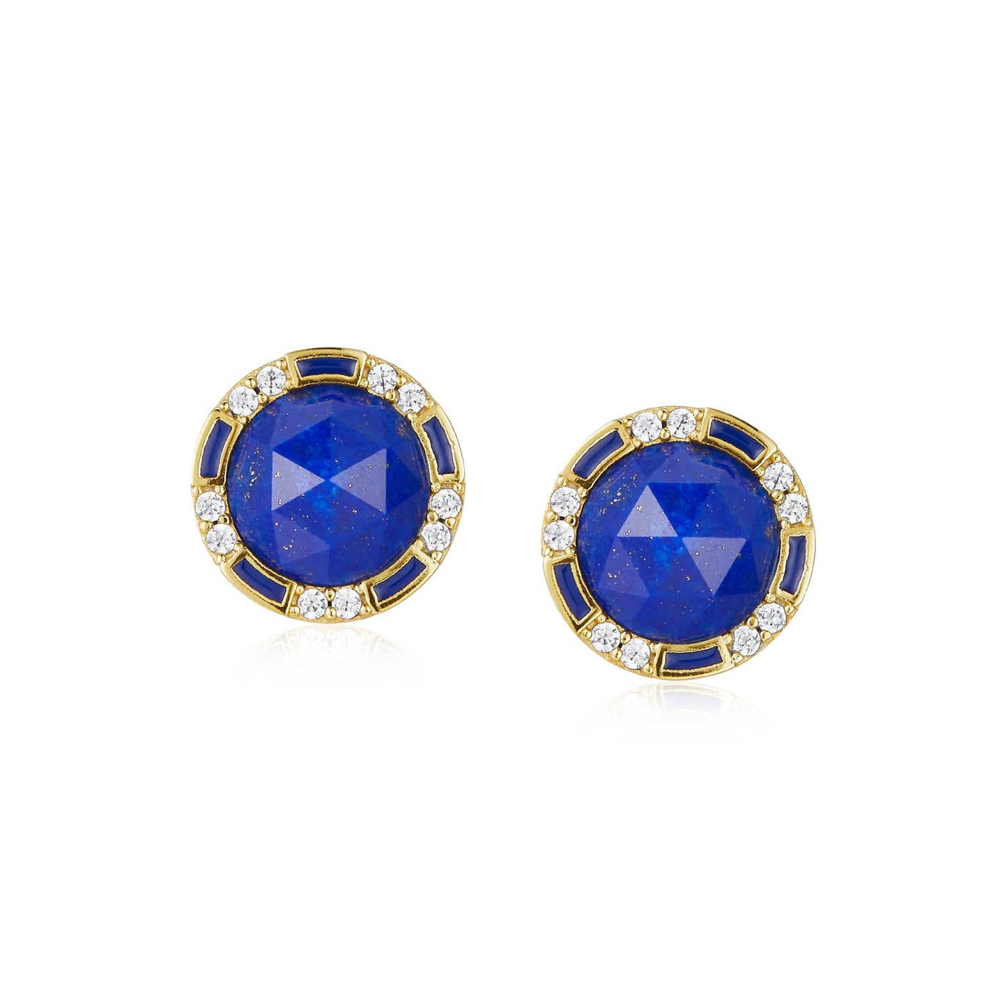 S925 Sterling Silver & 18K Gold Plating Natural Lapis Lazuli Earrings for Women