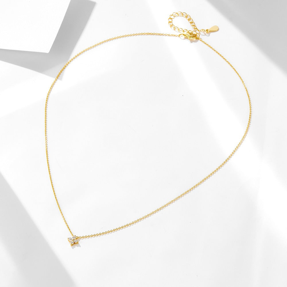 S925 Sterling Silver Women's Four Leaf Clover Necklace 14K Gold Plated for Girls