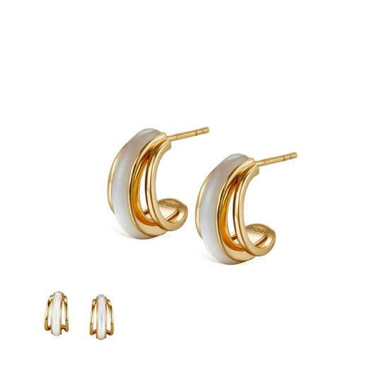 S925 Sterling Silver C-Shaped Earrings for Women