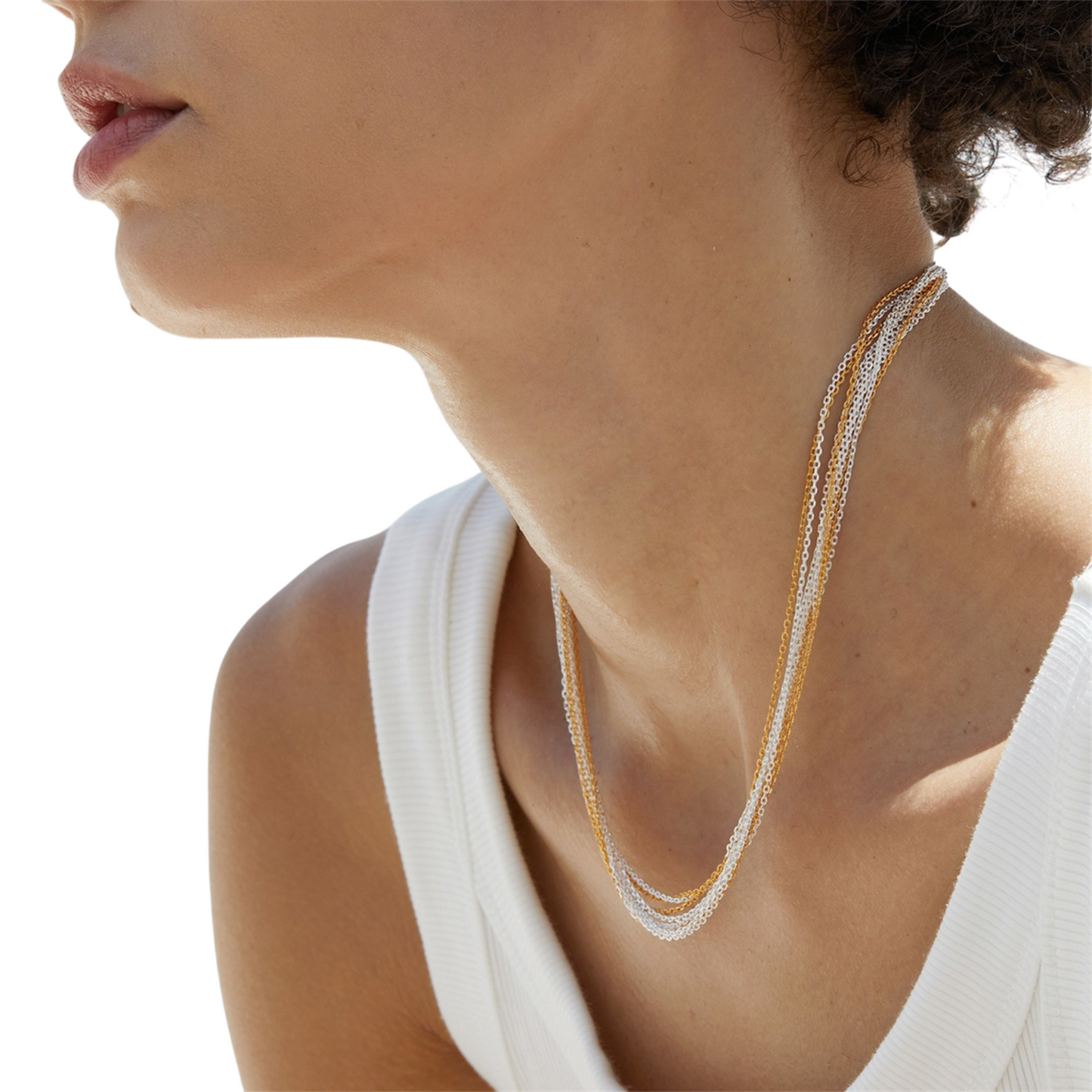 S925 Sterling Silver & 18K Gold Plated Layered Necklace for Women