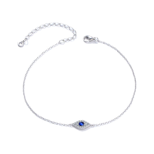 KFG Jewelry S925 Sterling Silver Evil Eye Bracelet for Women Adjustable Bracelet for Girls