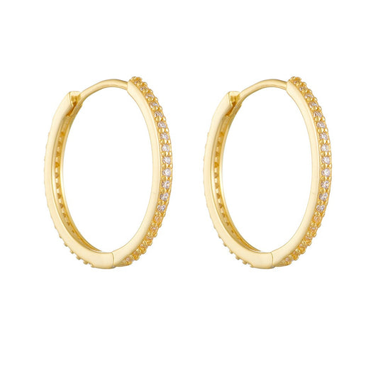 S925 Sterling Silver Hoop Earrings for Women 14K Gold Plated