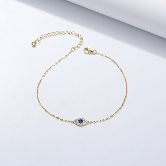 KFG Jewelry S925 Sterling Silver Evil Eye Bracelet for Women Adjustable Bracelet for Girls