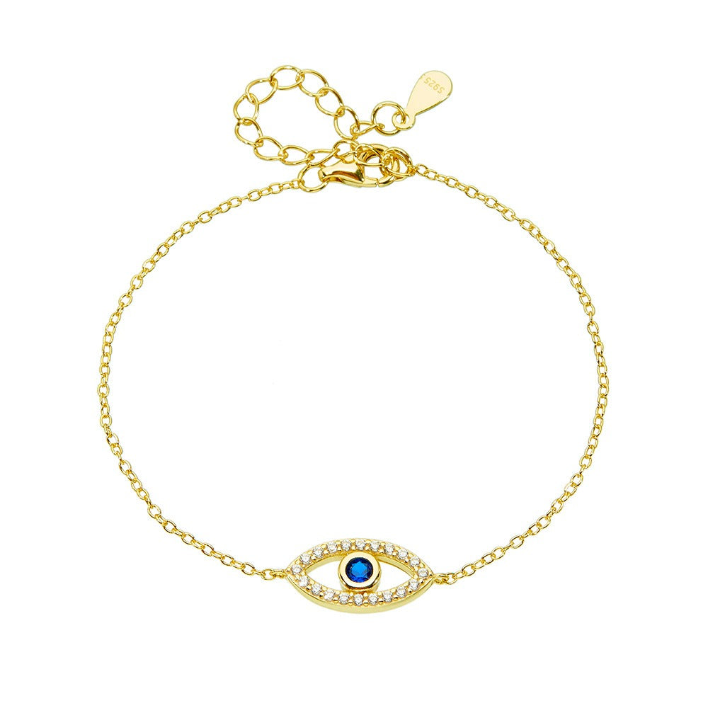 S925 Sterling Silver Evil Eye Adjustable Bracelet for Women Girls