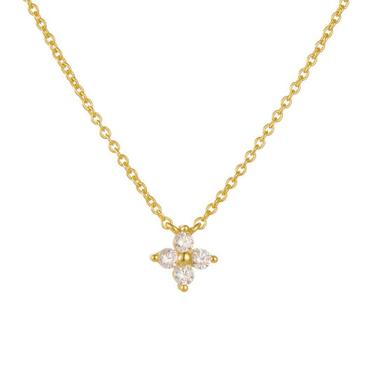 S925 Sterling Silver Women's Four Leaf Clover Necklace 14K Gold Plated for Girls