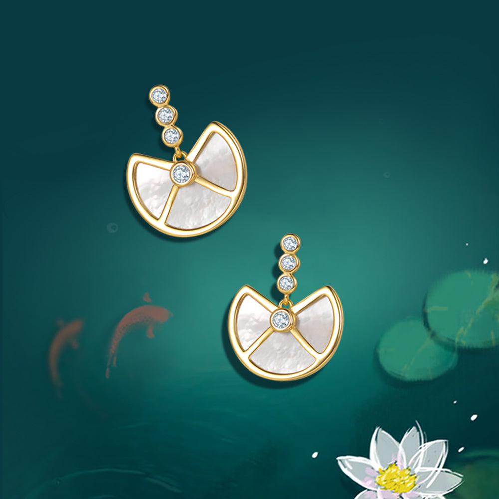 Lotus Leaf Earring with Mother of Pearl in Sterling Silver