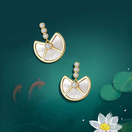 Lotus Leaf Earring with Mother of Pearl in Sterling Silver