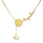 Sunflower and Bee Necklace with CZ in Sterling Silver