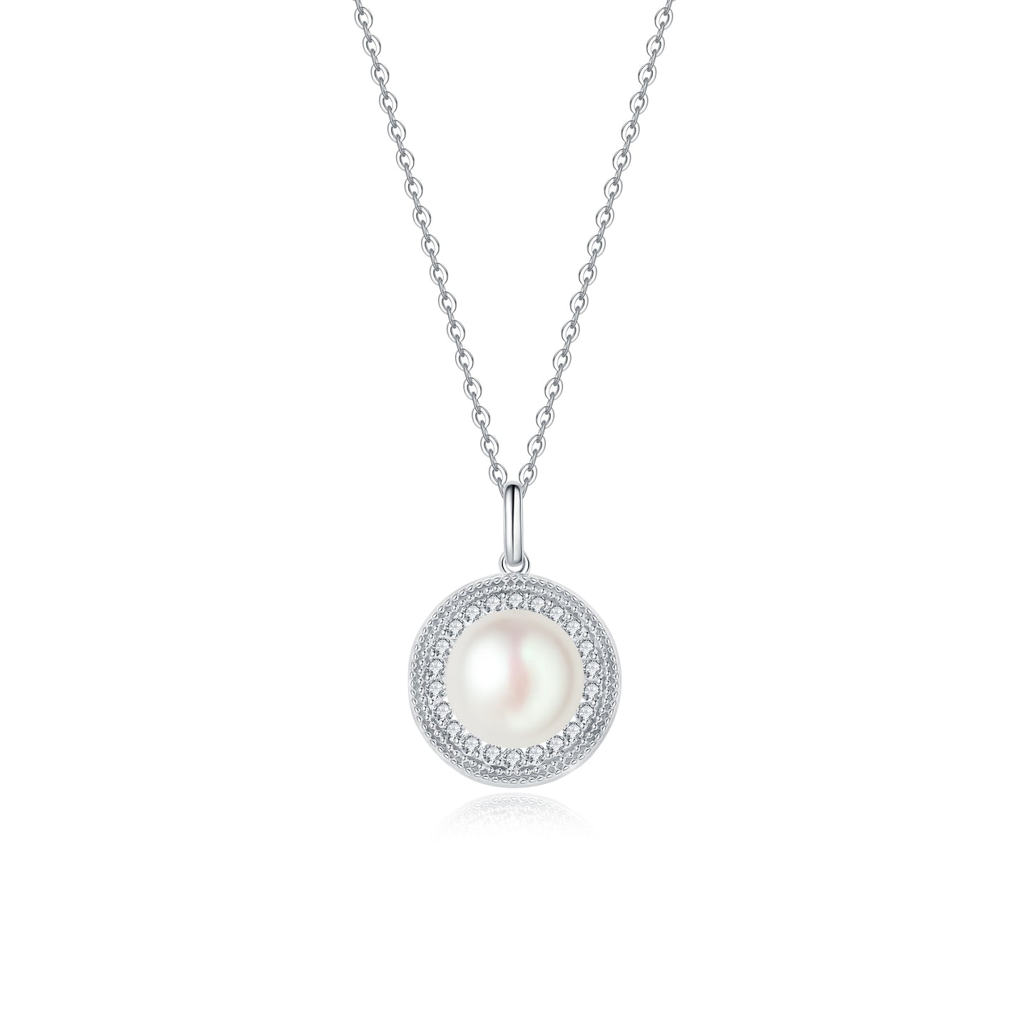 45cm(18'')Necklace with Natural Pearl in Sterling Silver