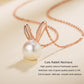 Cute Rabbit Necklace with Natural Pearls (8-9mm) in Sterling Silver (Rose)