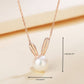 Cute Rabbit Necklace with Natural Pearls (8-9mm) in Sterling Silver (Rose)