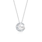 Star and Moon Necklace with Natural Pearl (8.5-9.0mm) in Sterling Silver