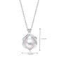 Love Heart Necklace with Natural Pearl(8-9mm) CZ in Sterling Silver