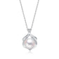 Love Heart Necklace with Natural Pearl(8-9mm) CZ in Sterling Silver