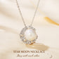 Star and Moon Necklace with Natural Pearl (8.5-9.0mm) in Sterling Silver