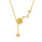 Sunflower and Bee Necklace with CZ in Sterling Silver