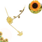 Sunflower and Bee Necklace with CZ in Sterling Silver